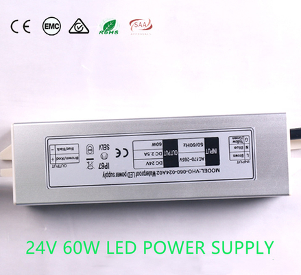 ROHS 2.5A Outdoor 24V DC Power Supply , Heatproof LED Driver For LED Strip