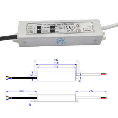 20W Constant Voltage Power Supply 12V Waterproof IP67 Ultra Thin LED Driver
