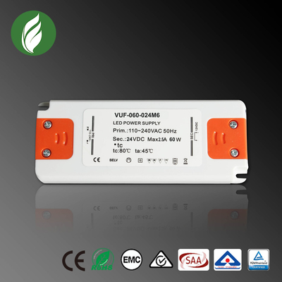 Class 2 LED Driver 24V DC 60W Plastic Power Supply For LED Strip Light