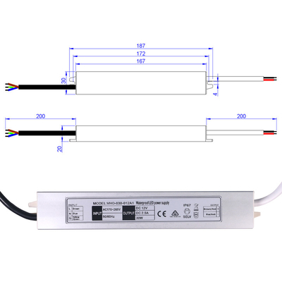 SAA Certificate Slimline LED Driver 12V 30W Waterproof Constant Voltage IP67