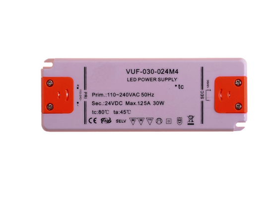 30W 1.25A Ultra Thin LED Driver AC 110V 240V To DC 24V For Cabinet Lights