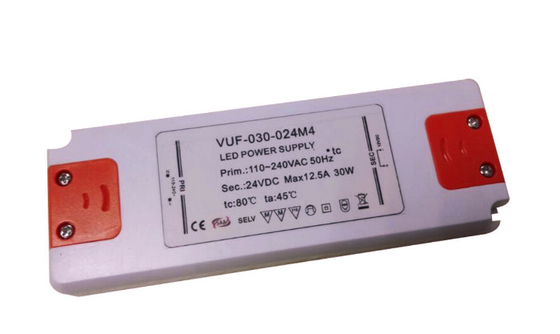 30W 1.25A Ultra Thin LED Driver AC 110V 240V To DC 24V For Cabinet Lights