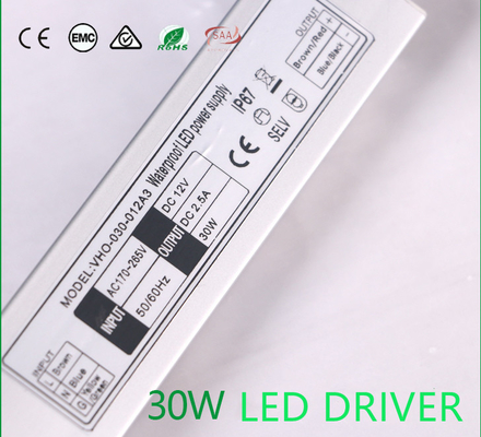 OEM Waterproof Outdoor LED Driver Power Supply 12V 30W Lightweight