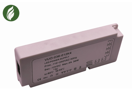 Lightweight Slim 240V To 12V LED Driver , 36W 12V Under Cabinet Lighting Transformer